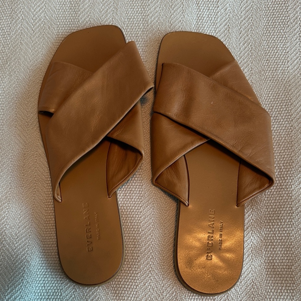 Everlane Tan Leather Slide Sandals